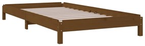 Cama empilhável 90x190 cm madeira de pinho maciça castanho mel