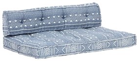 287721 vidaXL Almofadão para sofá de paletes tecido retalhos azul índigo