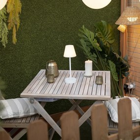 Candeeiro de mesa branco com LED recarregável e dimmer tátil - Renata Design