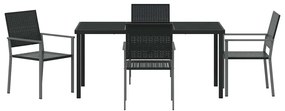 Conjunto de Jantar de Jardim 5 Peças Preto em Rattan Sintético