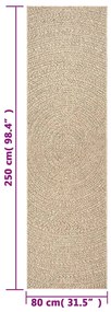 Tapete ZIZUR 80x250 cm aspeto de juta interior e exterior