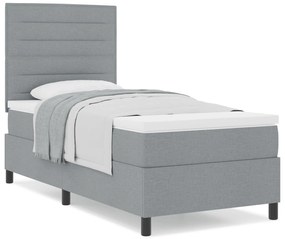 Cama Box Spring com Colchão Cinza Claro 80x200 cm Tecido