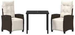 Conjunto de Jantar de Jardim 3 Peças Castanho em Rattan