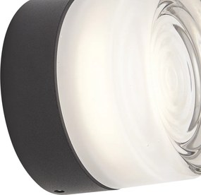 Candeeiro de parede de design preto com vidro opalino IP44 - Michele