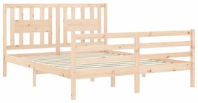 Estrutura de cama com cabeceira 160x200 cm madeira maciça