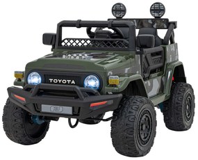 Jipe elétrico para Crianças Toyota FJ Cruiser 12V 4x4, Rodas Espuma EVA, Assentocouro ecológico Verde Camuflado
