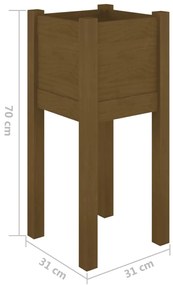 Vasos/floreiras 2 pcs 31x31x70 cm pinho maciço castanho-mel