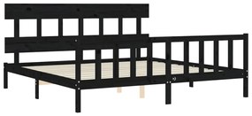 Estrutura cama Super King Size c/cabeceira madeira maciça preto