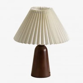 Lâmpada De Mesa Em Madeira Conklin Beige Creme - Madeira Escura - Sklum