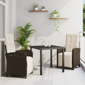 Conjunto de Jantar de Jardim vidaXL com Almofadas Vime Castanho