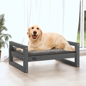 Cama para cães 75,5x55,5x28 cm madeira de pinho maciça cinzento