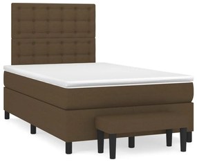 Cama boxspring com colchão 120x190 cm tecido castanho-escuro