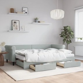 vidaXL Sofá-cama c/ gavetão e gavetas 80x200 cm veludo cinzento-claro