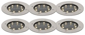 Conjunto de 6 Focos de Chão Cor de Aço Incl. LED IP65 Solar - Terry