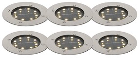 Conjunto de 6 projetores de solo em aço com LED IP65 solar - Terry Moderno