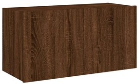 Móvel parede p/ TV c/ luzes LED 80x35x41 cm carvalho castanho
