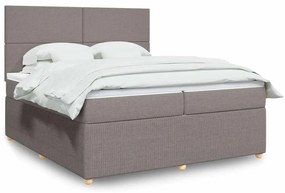 vidaXL Cama com molas/colchão 200x200 cm tecido castanho-acinzentado