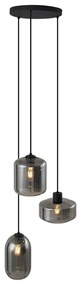 Candeeiro suspenso moderno preto com vidro fumado 3-luzes - Sheena Moderno