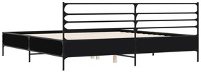 Estrutura de cama 200x200 cm derivados de madeira/metal preto