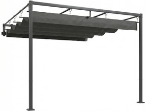 Outsunny Pérgola de Parede para Jardim 3x3 m com Teto Retrátil Proteção UPF30+ Drenagem Pérgola de Jardim para Exterior Cinzento | Aosom Portugal