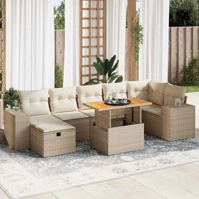 vidaXL 5 pcs conj. sofás p/ jardim c/ almofadões vime PE/acácia bege