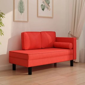 vidaXL Chaise longue com almofadões e rolo couro artificial vermelho