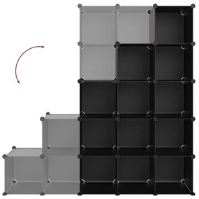 Organizador de arrumação com 15 cubos PP preto