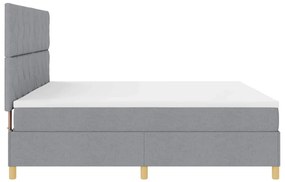 Cama Box Spring com Colchão Cinza Claro 200x200 cm em Tecido