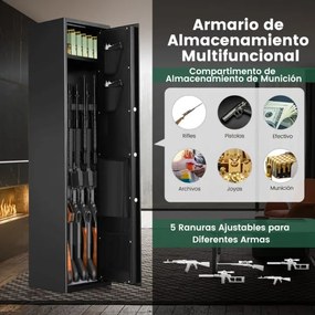 Cofre para 5 caçadeiras 35 × 30 × 145 cm com Teclado digital Acesso rápido Impressão digital Preto