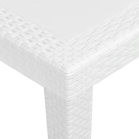 Mesa de jardim 79x79x72 cm plástico branco com aspeto de vime