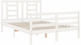 Estrutura de cama com cabeceira 140x200cm madeira maciça branco