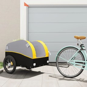 Reboque para bicicleta 45 kg ferro preto e amarelo