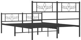 Estrutura de cama com cabeceira e pés 140x190 cm metal preto