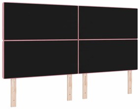 Cabeceira com Botões de Cristal Estofada em Veludo Rosa de 180 cm