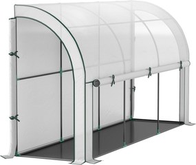 Outsunny Estufa encostada na parede, casa de plantas acessível, lona plástica, 300 x 80 x 157 cm, Branco | Aosom Portugal
