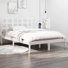 Estrutura de cama super king 180x200 cm madeira maciça branco