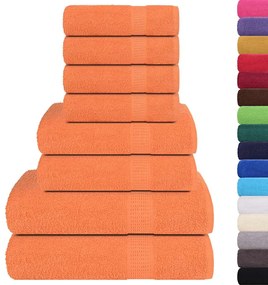 8pcs Conjunto toalhas banho 360 gsm 100% algodão laranja