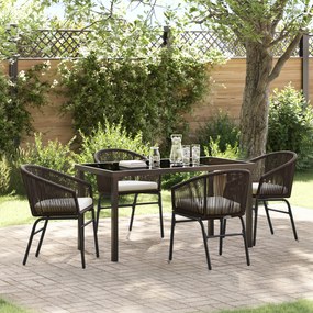 vidaXL Conjunto de Jantar para Jardim 5 Peças - Vime de Polietileno Castanho