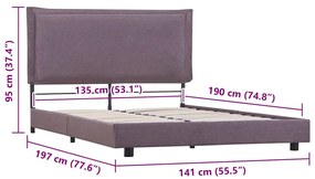 Estrutura para cama sem colchão Taupe Tecido 135x190 cm