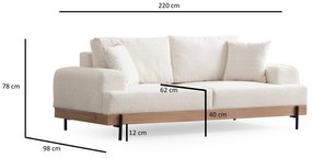 Sofá de 3 Lugares Eti – Branco – 220 cm x 98 cm x 78 cm
