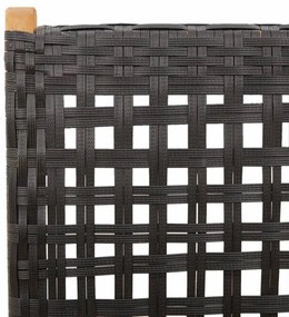 7 pcs conjunto de jantar p/ jardim vime PE/madeira maciça preto