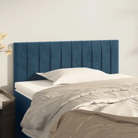 Cabeceira de cama veludo 100x5x78/88 cm azul-escuro