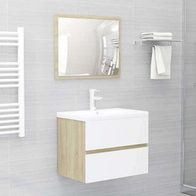 vidaXL 2 pcs conj. móveis casa banho contrapl. branco/carvalho sonoma
