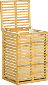 Cesto de roupa suja em bambu com saco de tecido removível e tampa - 44 x 37 x 62,5 cm