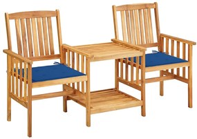 Cadeiras de jardim c/ mesa de centro e almofadões acácia maciça