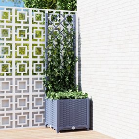 vidaXL Vaso/floreira jardim c/ treliça 40x40x136 cm PP cinzento azul