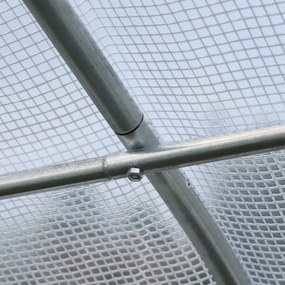 Outsunny Estufa Tipo Túnel 6x3x2m Estufa de Jardim com Porta e 12 Janelas Enroláveis de Polietileno e Aço Galvanizado para Cultivos de Plantas Flores Branco