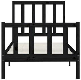 Estrutura de cama 100x200 cm madeira maciça preto