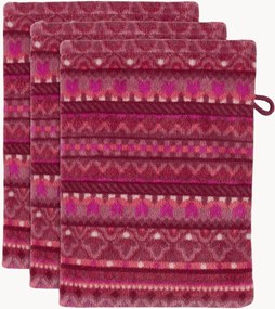 Luvas de banho em veludo e algodão felpudo Geometric Print, conjunto de 3
