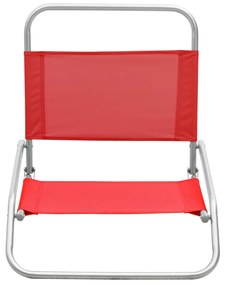 Cadeiras de praia dobráveis 2 pcs tecido vermelho